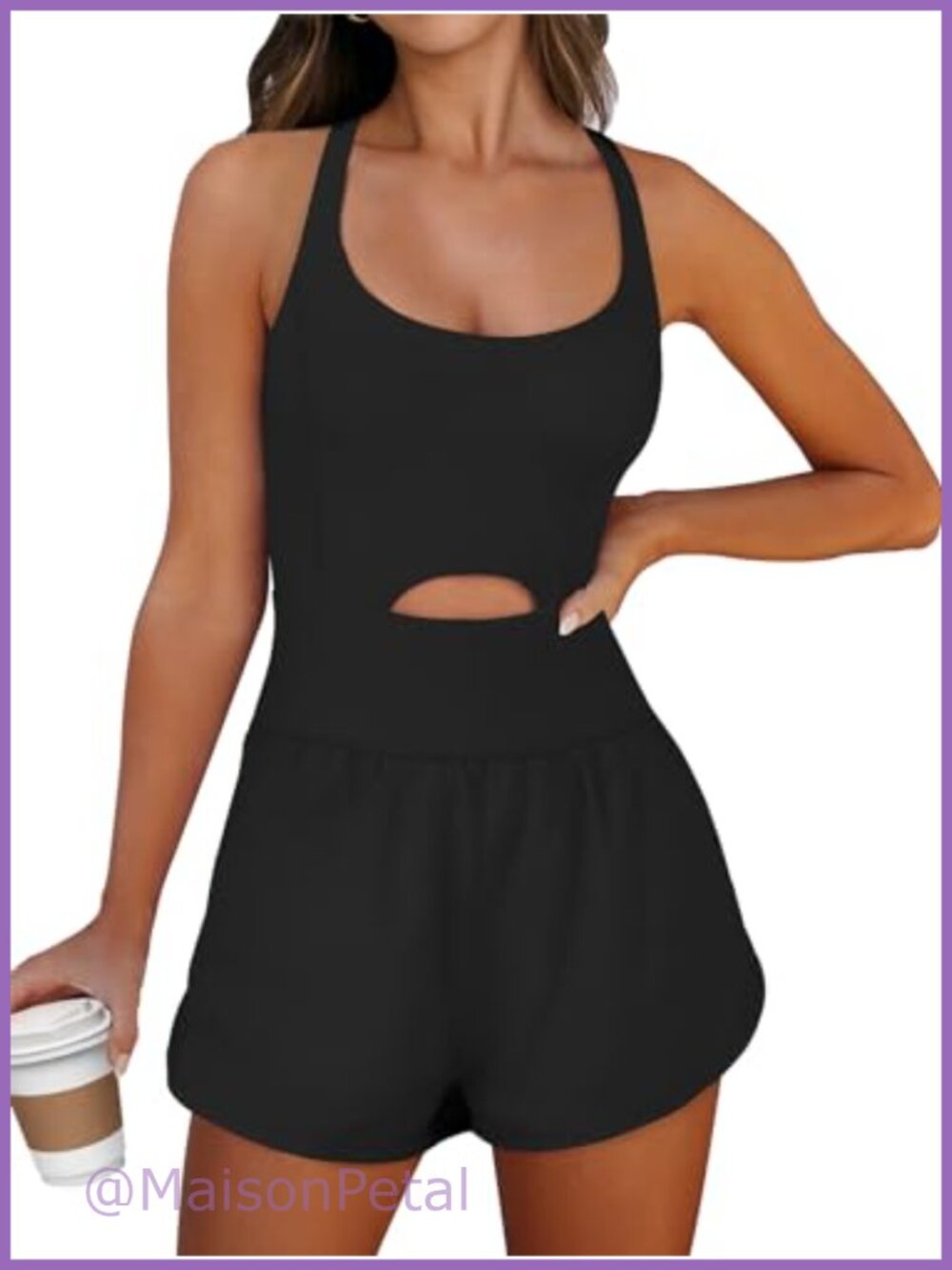 Caracilia Womens Workout Athletic Romper Cross Back Short Jumpsuit